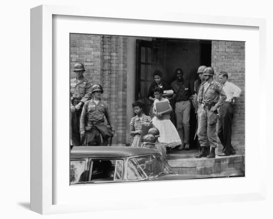 African American Students Being Escorted at School by Federal Troops-null-Framed Photographic Print