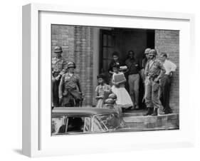 African American Students Being Escorted at School by Federal Troops-null-Framed Photographic Print