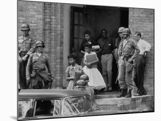 African American Students Being Escorted at School by Federal Troops-null-Mounted Photographic Print