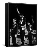 African American Track Star Tommie Smith, John Carlos After Winning Gold and Bronze Olympic Medal-John Dominis-Framed Stretched Canvas