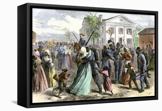 African-American Troops Mustered Out of the Union Army at Little Rock, Arkansas after the Civil War-null-Framed Stretched Canvas