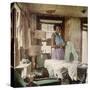 African American Virginia Lee Tanner Ironing in Her Rented House-null-Stretched Canvas