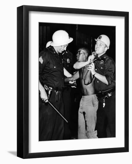 African American Who Has Been Shot in the Leg, Is Restrained by New York City Police-null-Framed Photo