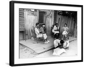 African American Women Sitting on the Porch of their Ramshackle House Watching their Children Play-Alfred Eisenstaedt-Framed Photographic Print