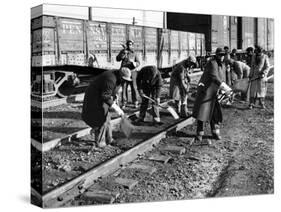 African American Women Working on a Railroad Crew-null-Stretched Canvas