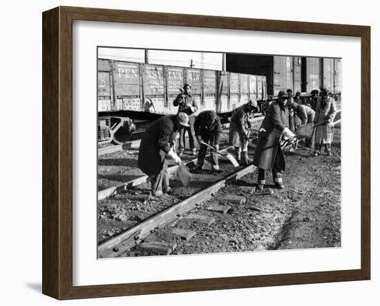 African American Women Working on a Railroad Crew-null-Framed Photo