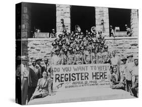 African Americans Encouraging Voter Registration at an Unidentified College Campus in 1948-null-Stretched Canvas