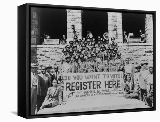 African Americans Encouraging Voter Registration at an Unidentified College Campus in 1948-null-Framed Stretched Canvas