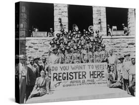 African Americans Encouraging Voter Registration at an Unidentified College Campus in 1948-null-Stretched Canvas