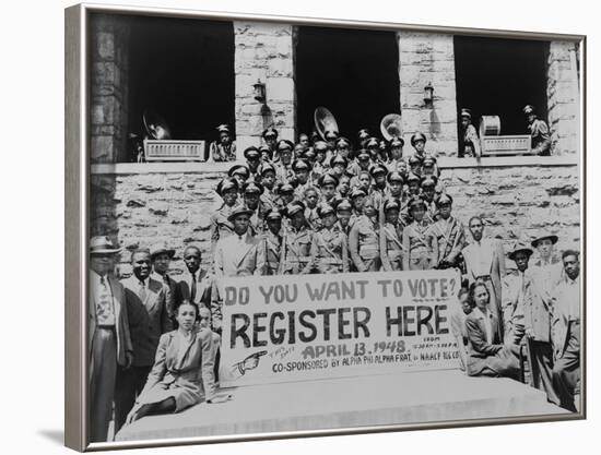 African Americans Encouraging Voter Registration at an Unidentified College Campus in 1948-null-Framed Photo