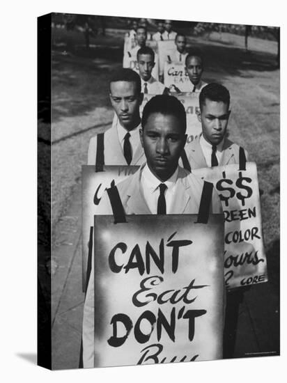 African Americans on Picket Line, Protesting Treatment at Lunch Counter-Howard Sochurek-Stretched Canvas