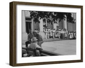 African Americans Wating to Get into Haywood County Courthouse to Register to Vote-null-Framed Photographic Print