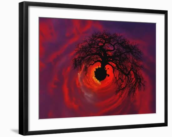 African Baobab Tree Silhouetted at Sunset, , Tarangire National Park, Tanzania-Adam Jones-Framed Photographic Print