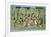 African Batik, Illustrating and Football Match with Spectators Watching-English School-Framed Giclee Print