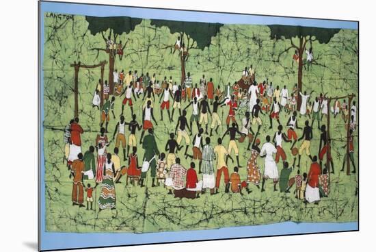 African Batik, Illustrating and Football Match with Spectators Watching-English School-Mounted Giclee Print