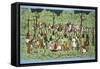 African Batik, Illustrating and Football Match with Spectators Watching-English School-Framed Stretched Canvas