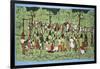 African Batik, Illustrating and Football Match with Spectators Watching-English School-Framed Premium Giclee Print