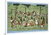 African Batik, Illustrating and Football Match with Spectators Watching-English School-Framed Giclee Print