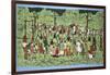 African Batik, Illustrating and Football Match with Spectators Watching-English School-Framed Giclee Print