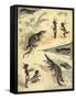 African Children Playing with Crocodiles-Richard Andre-Framed Stretched Canvas
