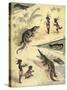 African Children Playing with Crocodiles-Richard Andre-Stretched Canvas