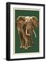 African Elephant - Letterpress-Lantern Press-Framed Art Print