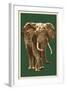 African Elephant - Letterpress-Lantern Press-Framed Art Print