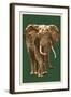 African Elephant - Letterpress-Lantern Press-Framed Art Print