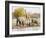 African Elephants and Giraffe at Watering Hole, Namibia-Joe Restuccia III-Framed Photographic Print