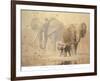 African Elephants and Namaqua Doves-Ian Coleman-Framed Art Print