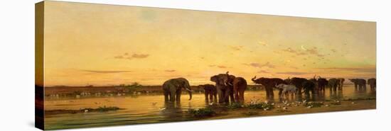 African Elephants-Charles Emile De Tournemine-Stretched Canvas