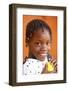 African girl eating an orange, Lome, Togo-Godong-Framed Photographic Print
