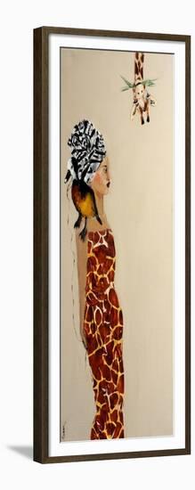 African Lady with Duck and Giraffe, 2016-Susan Adams-Framed Giclee Print