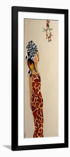 African Lady with Duck and Giraffe, 2016-Susan Adams-Framed Giclee Print