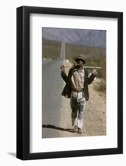 African Man Walks Along Side of Road, Durban, South Africa, 1960-Grey Villet-Framed Photographic Print