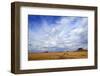 African savanna, golden plains against blue sky with clouds, Masai Mara Game Reserve, Kenya, East A-null-Framed Photographic Print