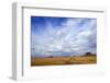 African savanna, golden plains against blue sky with clouds, Masai Mara Game Reserve, Kenya, East A-null-Framed Photographic Print