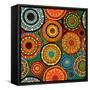 African Seamless Background with Dots and round Shapes-Hibrida13-Framed Stretched Canvas