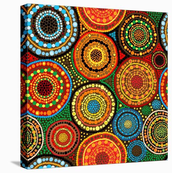 African Seamless Background with Dots and round Shapes-Hibrida13-Stretched Canvas