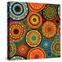 African Seamless Background with Dots and round Shapes-Hibrida13-Stretched Canvas