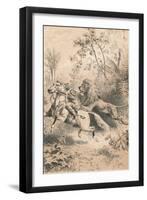 African Traveller Attacked by A Lion, c1880-null-Framed Giclee Print