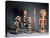 African Tribal Carved Figures L to R: Bakwa Luntu Tribe, Songye Tribe and Luba Tribe of Zaire-African-Stretched Canvas