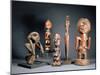 African Tribal Carved Figures L to R: Bakwa Luntu Tribe, Songye Tribe and Luba Tribe of Zaire-African-Mounted Giclee Print