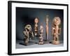 African Tribal Carved Figures L to R: Bakwa Luntu Tribe, Songye Tribe and Luba Tribe of Zaire-African-Framed Giclee Print