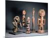 African Tribal Carved Figures L to R: Bakwa Luntu Tribe, Songye Tribe and Luba Tribe of Zaire-African-Mounted Giclee Print