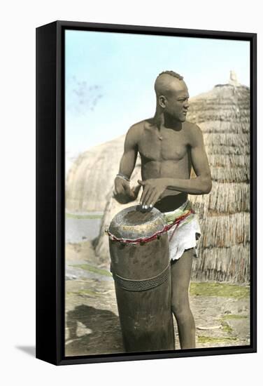 African Tribal Drummer-null-Framed Stretched Canvas