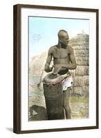 African Tribal Drummer-null-Framed Art Print