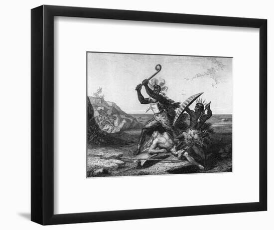 African Warriors Fighting-null-Framed Art Print