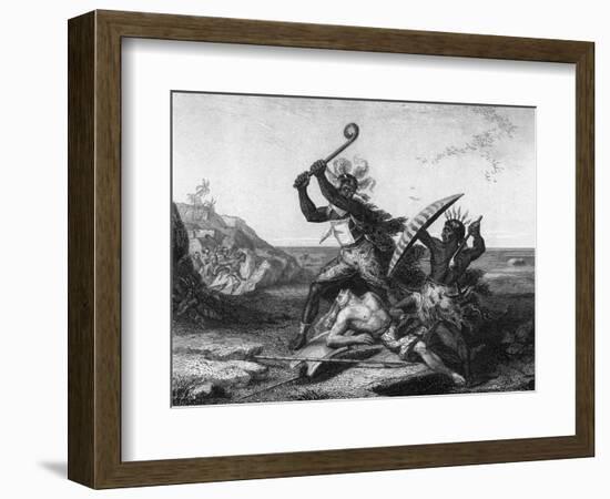 African Warriors Fighting-null-Framed Art Print