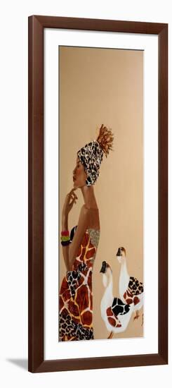 African Woman with African Geese, 2016-Susan Adams-Framed Giclee Print